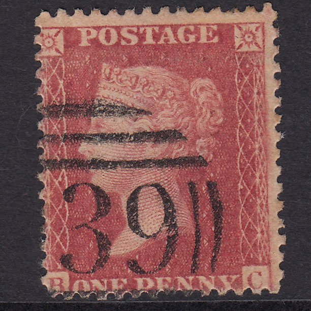 GB QV 1863 1d Rose-Red Plate 50 SG42-C12(1) BC GU