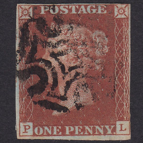 GB QV 1841 1d Red-Brown Plate 12 SG8-B1(1) PL GU 4 Margins Maltese Cross