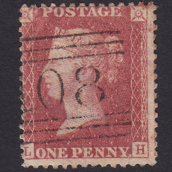 GB QV 1857 1d Rose-Red Plate 44 SG40-C10(1) LH GU Dumfries 108