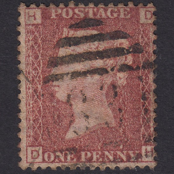 GB QV 1864 1d Lake-Red Plate 134 SG44-G1(2) DH GU Wakefield 831
