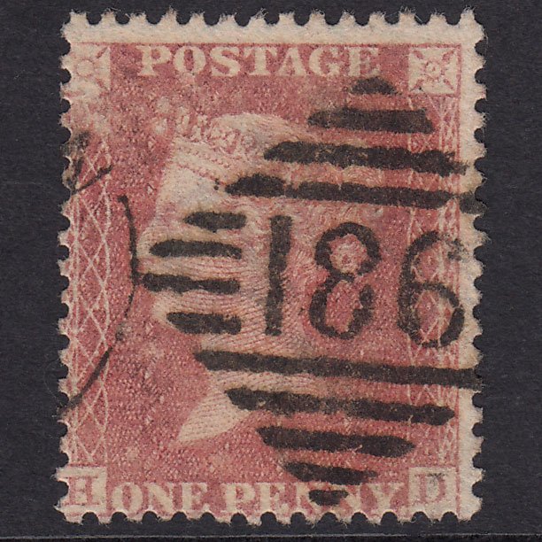 GB QV 1861 1d Pale Rose-Red Plate 51 SG42-C12(4) HD-HE GU Dublin 186