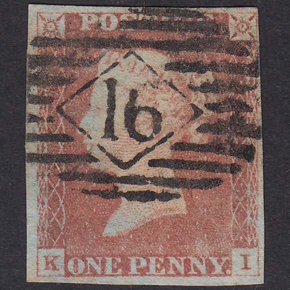 GB QV 1841 1d Red-Brown Plate 68 SG8-B1(1) KI GU 4 Margins London Is 16