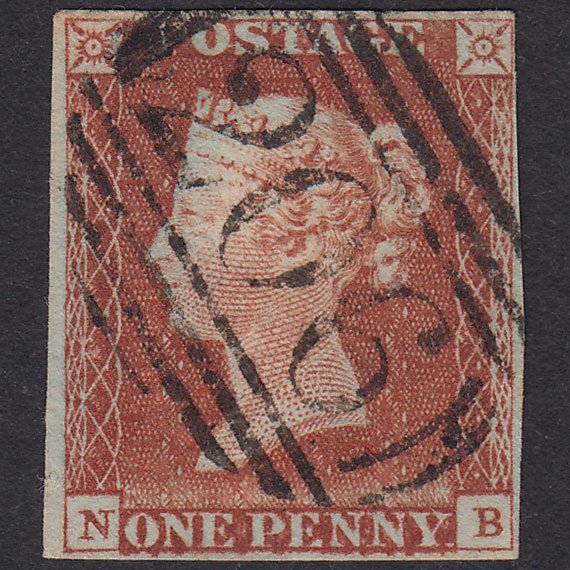 GB QV 1841 1d Pale Red-Brown Plate 52 SG9-B1(3) NB FU 4 Margins Bream 206
