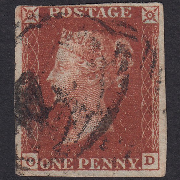 GB QV 1841 1d Deep Red-Brown Plate 55 SG10-B1(4) OD GU 4 Margins