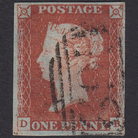 GB QV 1841 1d Red-Brown Plate 62 SG8-B1(1) DB GU 4 Margins Cardiff 162