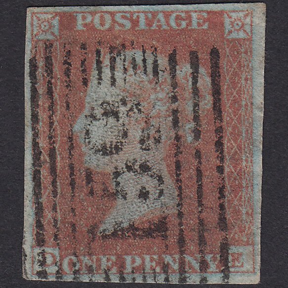 GB QV 1841 1d Red-Brown Plate 115 SG8-B1(1) DE GU 4 Margins Glasgow 159