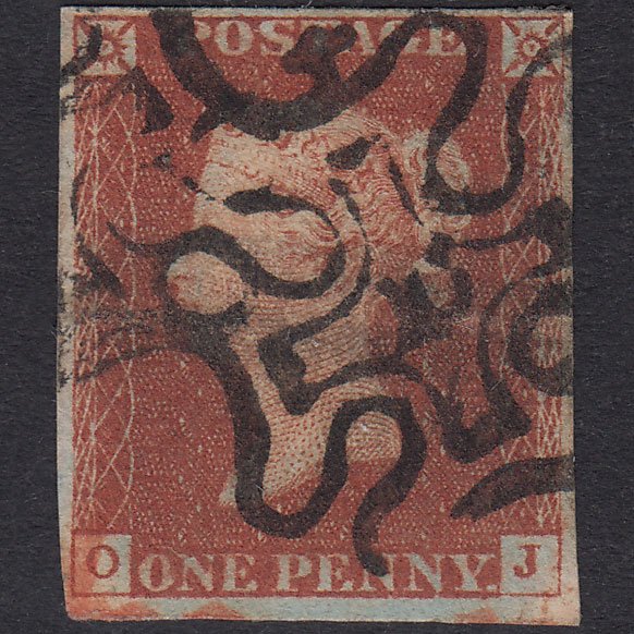 GB QV 1841 1d Red-Brown Plate 33 SG8-B1(1) OJ GU 4 Margins NO.10 IN MX