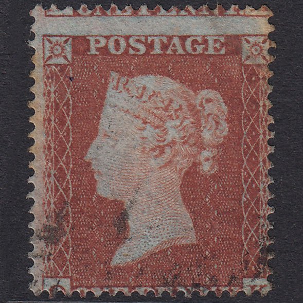 GB QV 1854 1d Red-Brown Plate 198 SG17-C1(1) OK GU Light Cancel Misperf