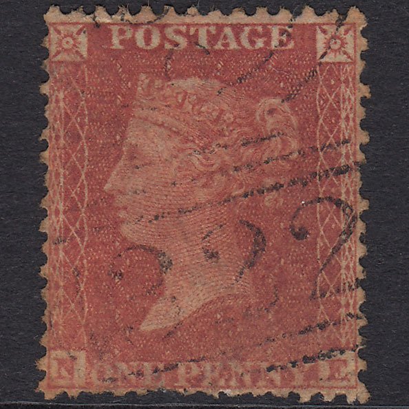 GB QV 1855 1d Brick-Red Plate 8 SG24-C3(6) NE PU Gravesend 322