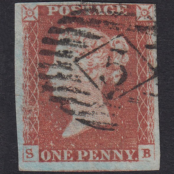GB QV 1841 1d Red-Brown Plate 80 SG8-B1(1) SB GU 4 Margins London IS 5