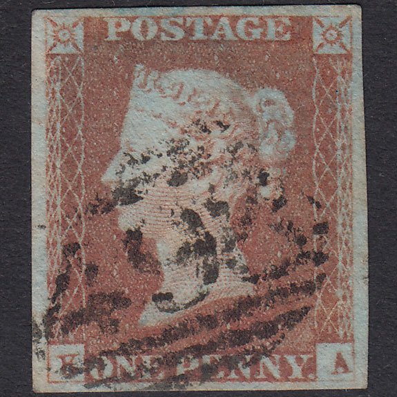 GB QV 1841 1d Red-Brown Plate 84 SG8-B1(1) KA GU 4 Margins Manchester 498