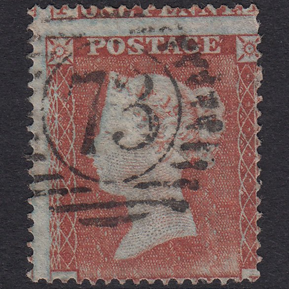 GB QV 1854 1d Plate 175 SG17-C1(1) GL FU Worn Impression Large Misperf