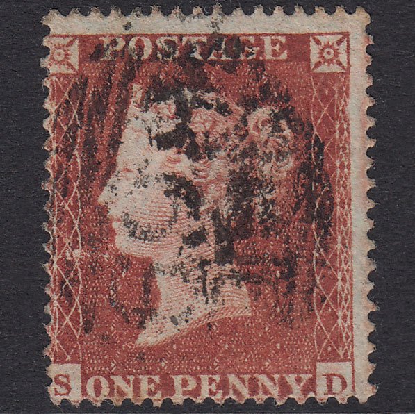 GB QV 1854 1d Plate 184 SG17-C1(1) Blue Head SD GU Shaftesbury 698