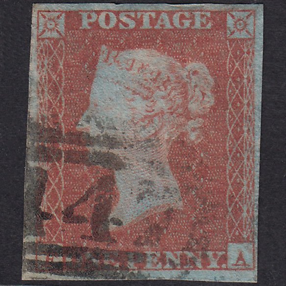 GB QV 1841 1d Red-Brown Plate 106 SG8-B1(1) FA GU 4 Margins Leeds 447