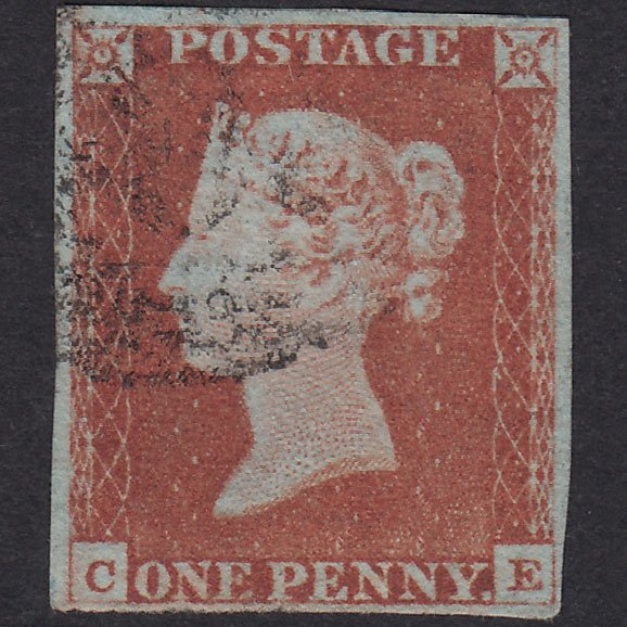 GB QV 1841 1d Red-Brown Plate 74 SG8-B1(1) CE FU 4 Margins