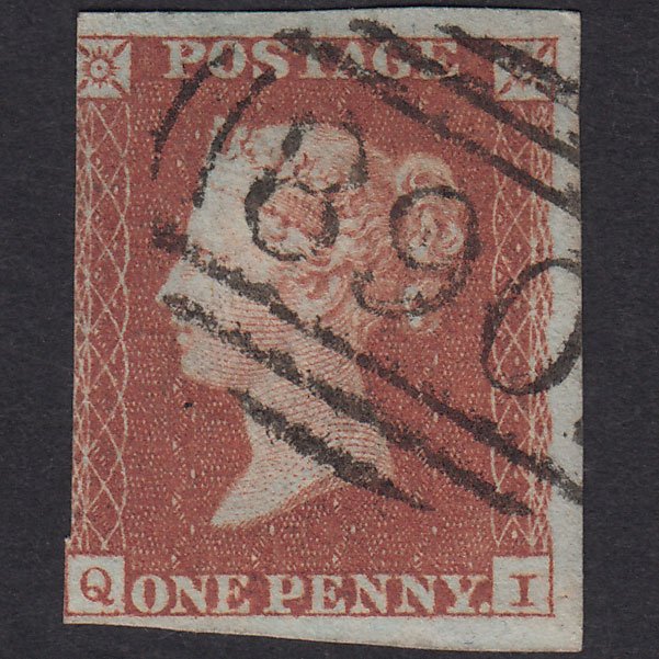 GB QV 1841 1d Red-Brown Plate 120 SG8-B1(1) QI FU 3 Margins Windsor 890