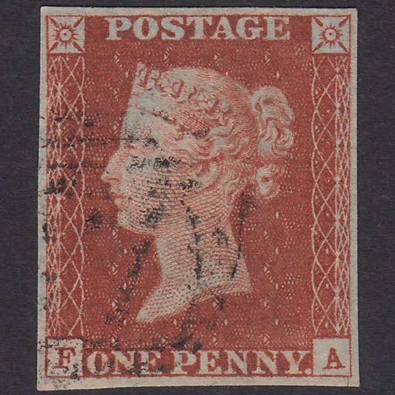 GB QV 1841 1d Red-Brown Plate 46 SG8-B1(1)-BS35 FA GU Scissor Cut