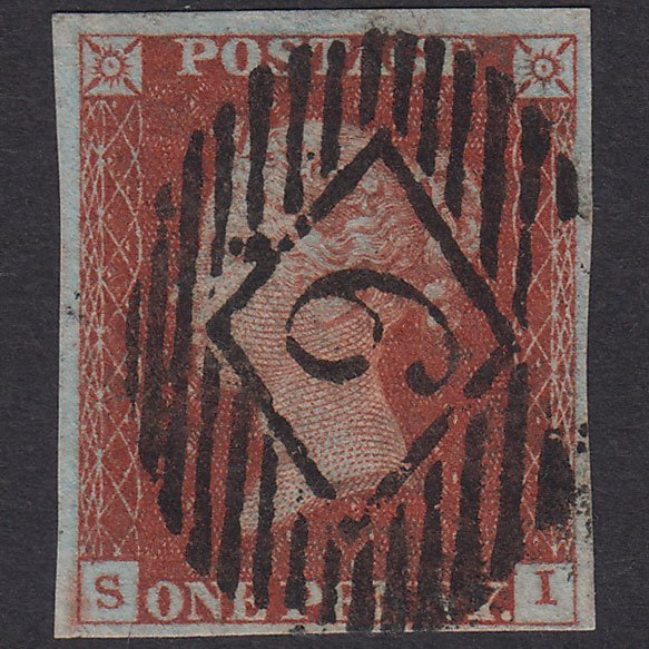 GB QV 1841 1d Red-Brown Plate 46 SG8-B1(1)-BS35 SI FU 4 Margins London