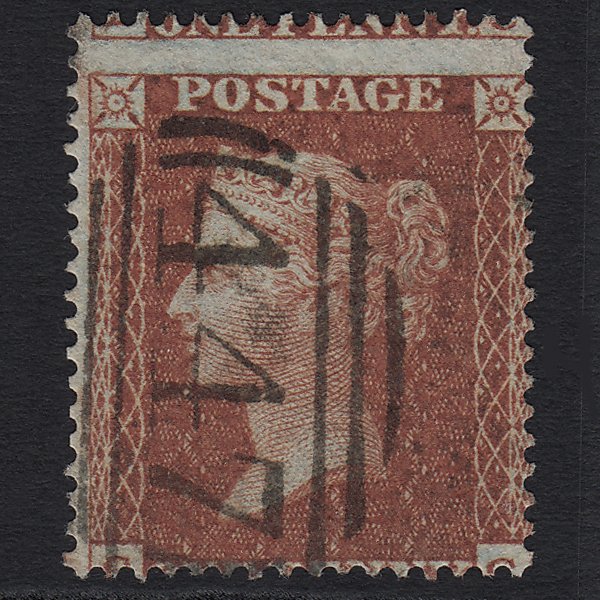 GB QV 1855 1d Red-brown SG21-C4(1) FU Leeds 447 Large Misperf