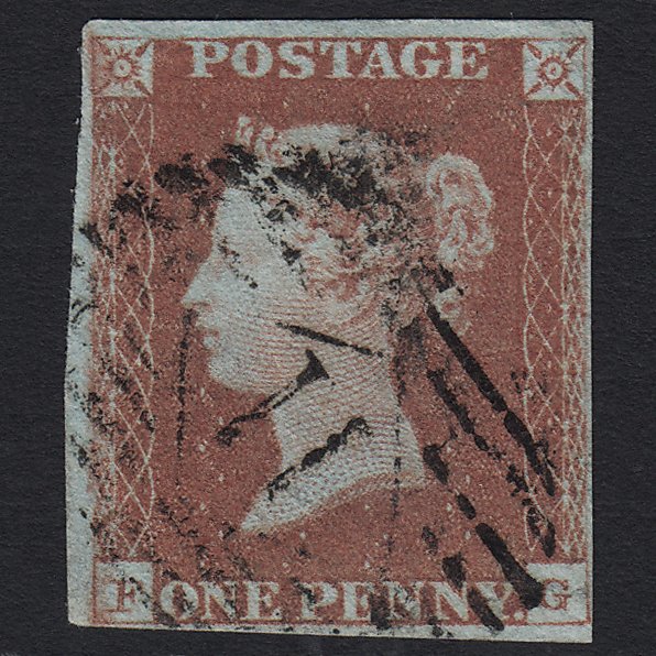 GB QV 1841 1d Red-brown (Plate 74) SG8-B1(1) FG FU London IS 11 4 Margins