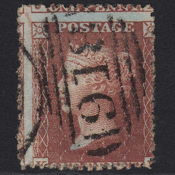 GB QV 1856 1d Red-brown SG29-C8(1) FU Worcester 918 Large Misperf