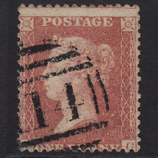 GB QV 1857 1d Rose-red SG40-C10(1) IG GU Brandon 114 Misperf