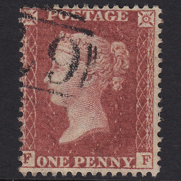 GB QV 1857 1d Rose-red (Plate 43) SG40-C10(1) FF FU Light Cancel Misperf