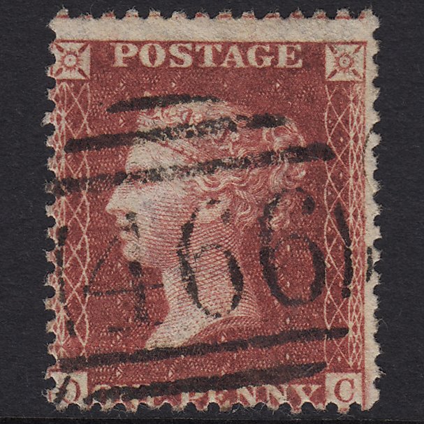 GB QV 1857 1d Rose-red (Plate 59) SG40-C10(1) OC FU Liverpool 466 Misperf