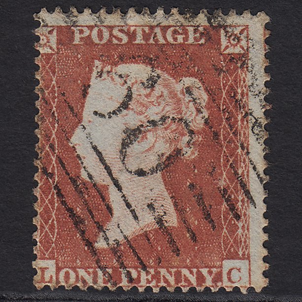 GB QV 1854 1d (Plate 186) SG17-C1(1) LC GU Bridge OF Earn 60 Misperf Tiny Tear