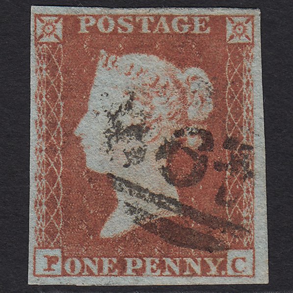 GB QV 1841 1d Red-brown (Plate 143) SG8-B2(1) PC VFU 4M Manchester 498