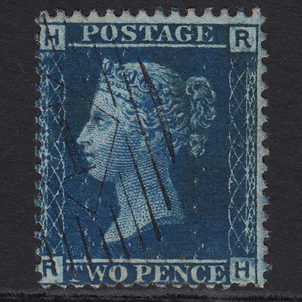 GB QV 1858 2d Blue (Plate 7) SG45-G2 RH FU Charles Rideout No.1