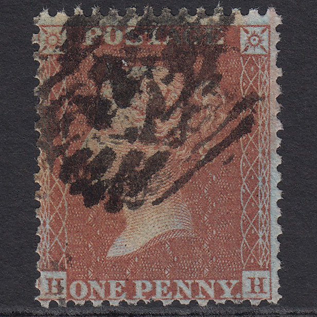GB QV 1855 1d Red-brown (Plate 16) SG24-C3(1) HH GU London IS Cancel