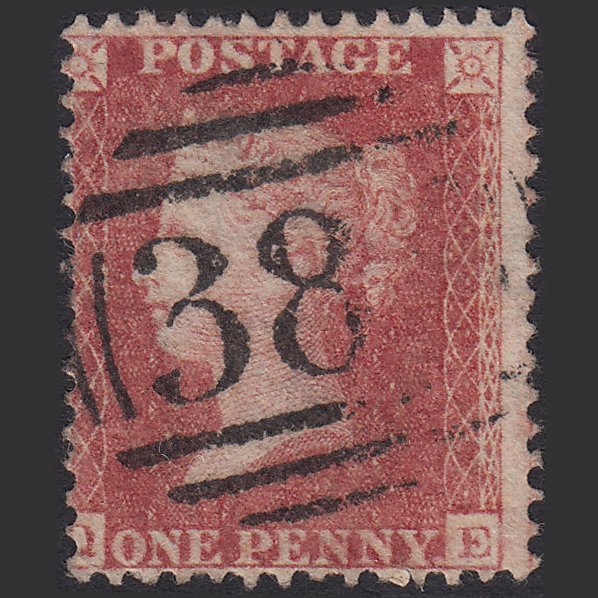 GB QV 1857 1d Rose-red (Plate 60) SG40-C10(1) QE FU Misperf