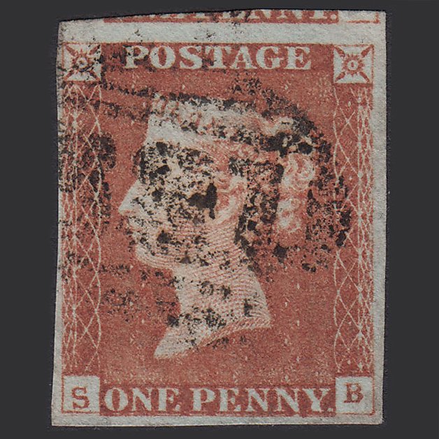 GB QV 1841 1d Red-brown (Plate 68) SG8-B1(1) SB GU 4M Imperf Basal Shift