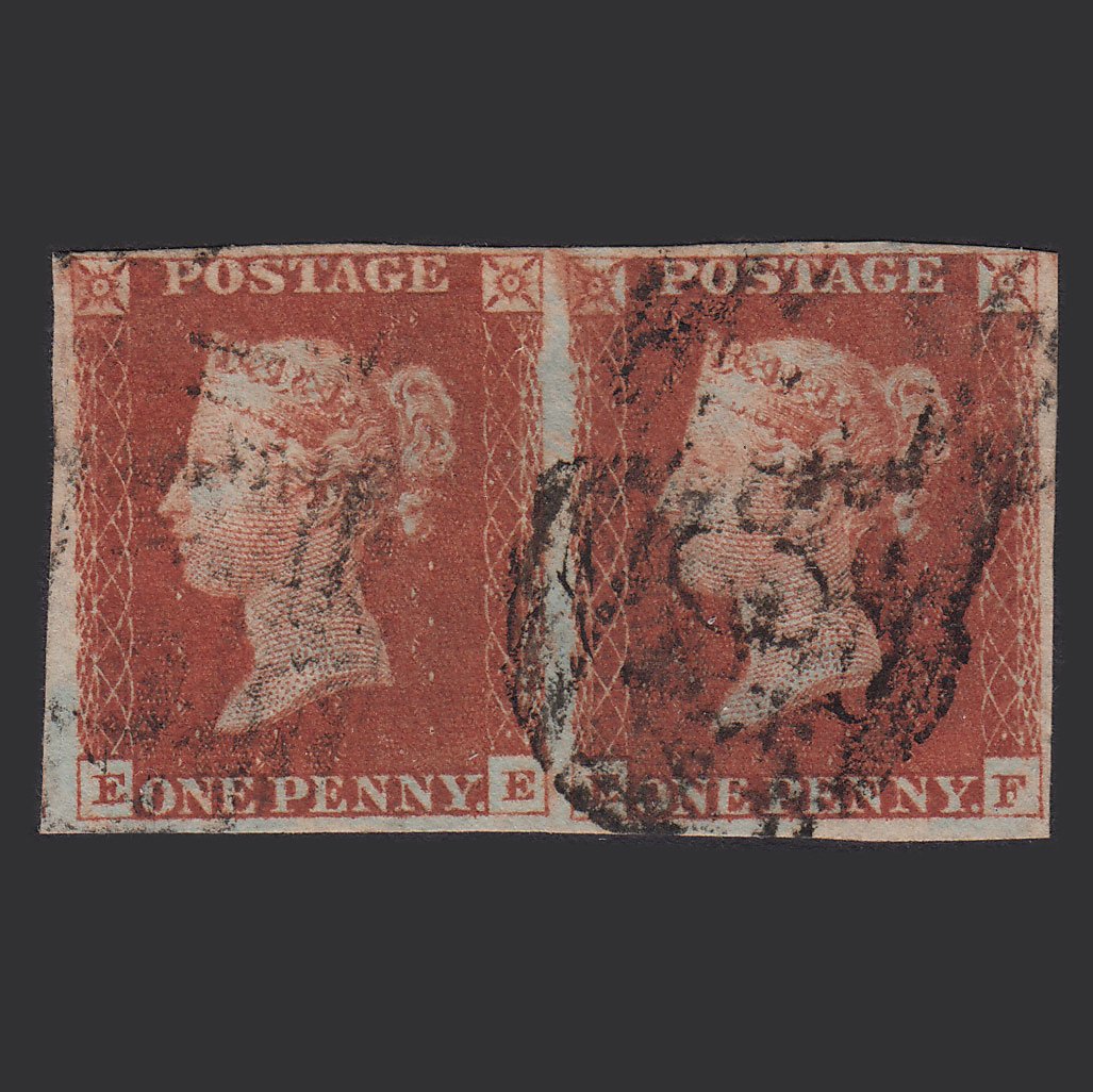 GB QV 1841 1d Red-brown (Plate 63) SG8-B1(1) EE-EF GU Pair 4M Imperf
