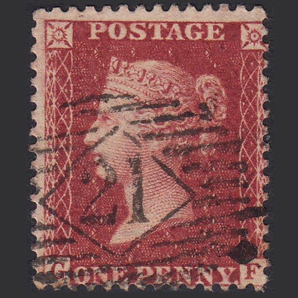 GB QV 1857 1d Deep Rose-red (Plate 60) SG41-C10(4) GF FU London IS 21