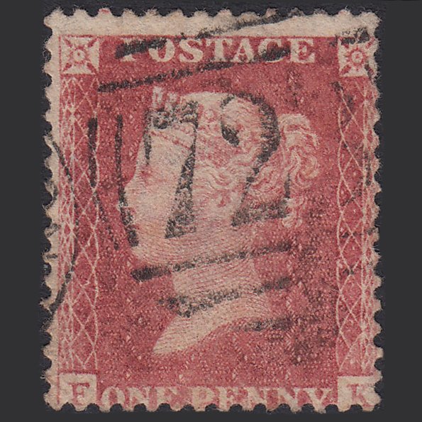 GB QV 1857 1d Rose-red (Plate 27) SG40-C10(1) FK GU Southampton 723