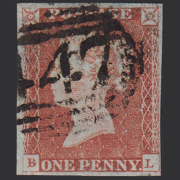 GB QV 1841 1d (Plate 61) SG9-B1(3) BL FU Missing Imprimatur 4M Leeds 447