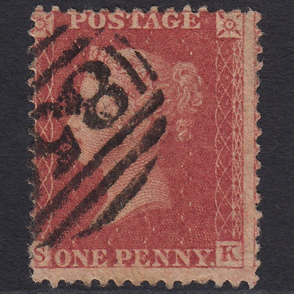 GB QV 1857 1d Rose-red (Plate 49) SG40-C10(1) SK GU Misperf
