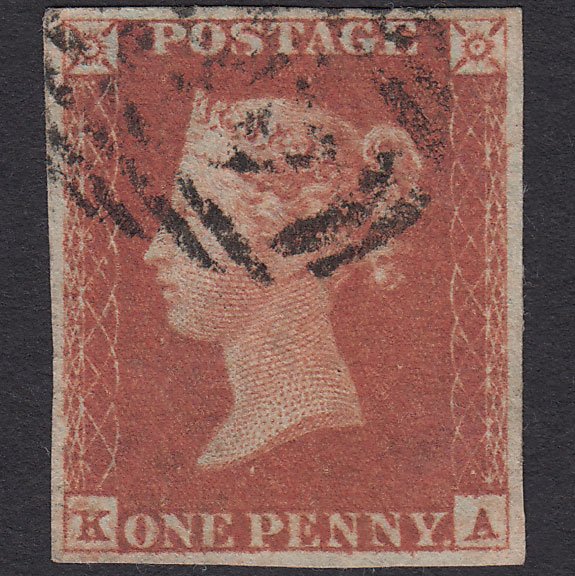 GB QV 1841 1d Red-brown (Plate 73) SG8-B1(1) KA FU 4 Margins