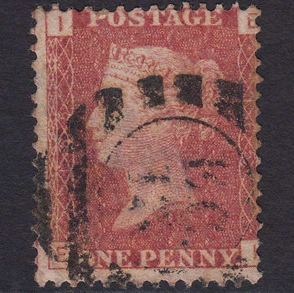 GB QV 1864 1d Lake-red (Plate 165) SG44-G1(2) EI GU London D&S Cancel