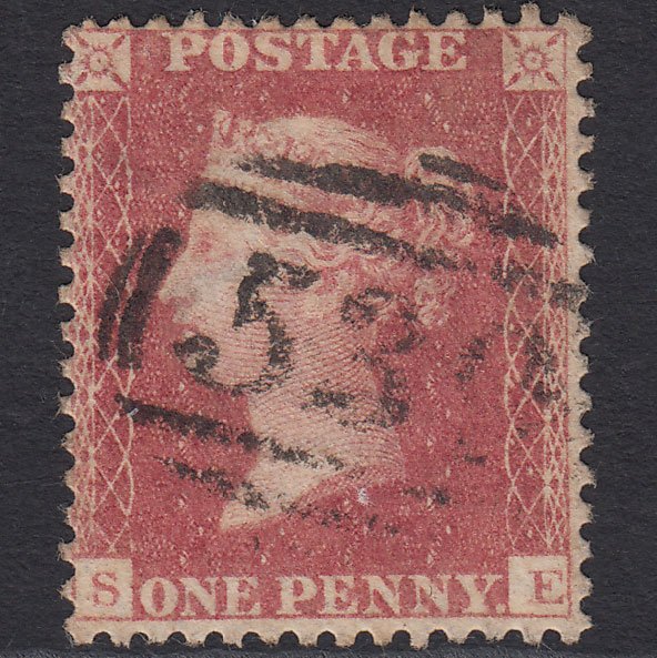 GB QV 1857 1d Pale Rose (Plate 62) SG39-C10(3) SE FU Well Centred