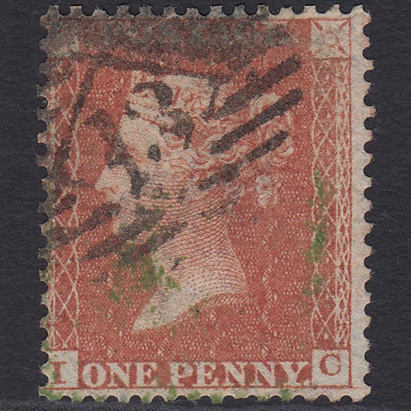 GB QV 1855 1d Dull Orange-brown (Plate 5) SGC6(5) IC FU Partial Green Pmk
