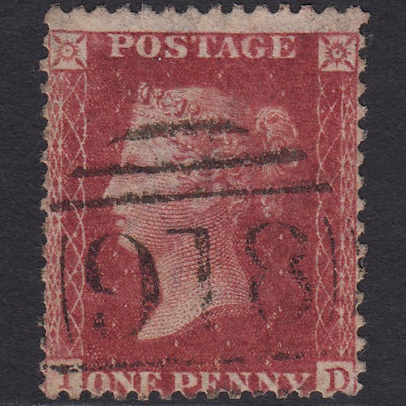 GB QV 1857 1d Rose-red (Plate 52) SG40-C10(1) ID FU Worcester 918 Misperf