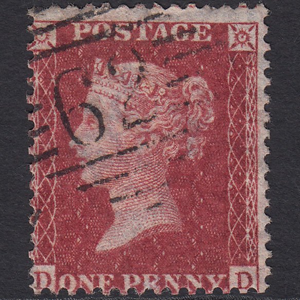 GB QV 1857 1d Deep Rose-red (Plate 27) SG41-C10(4) DD FU Belfast 62 Misperf