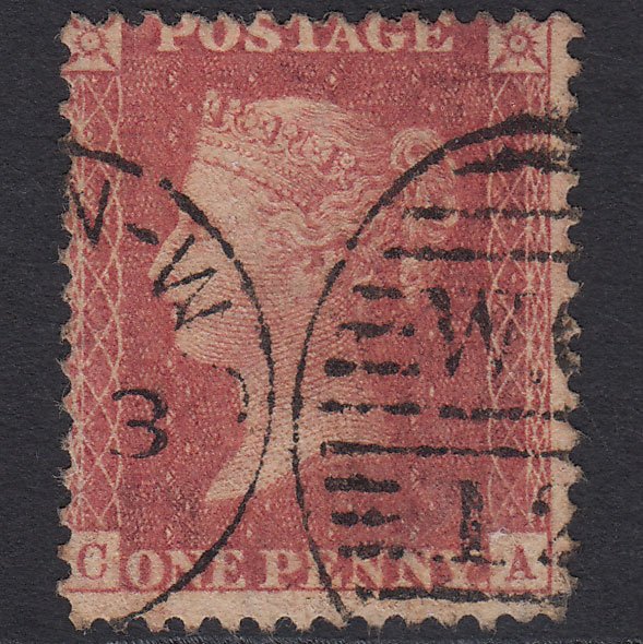 GB QV 1857 1d Rose-red SG40-C10(1) CA GU London D&S WC12