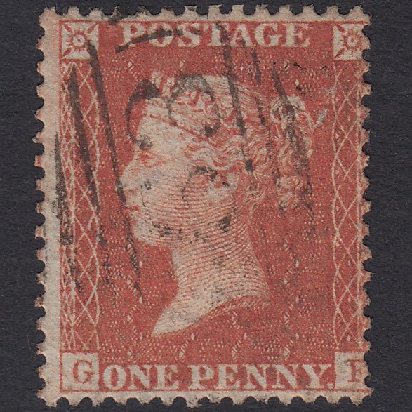 GB QV 1856 1d Red-brown (Plate 46) SG29-C8(1) GF FU Misperf