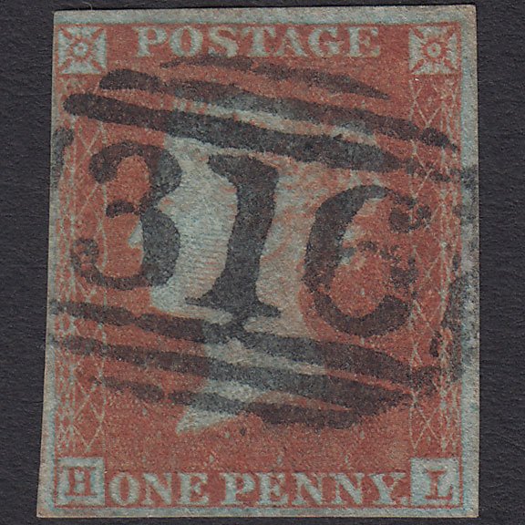 GB QV 1841 1d Red-brown (Plate 145) SG8-B2(1) HL GU 4 Margins Godalming 316