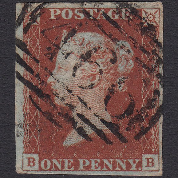 GB QV 1841 1d Red-brown (Plate 42) SG8-B1(1) BB FU 4 Margins Liverpool 466