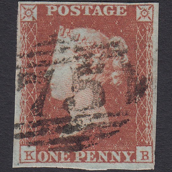 GB QV 1841 1d Red-brown (Plate 98) SG8-B1(1) KB FU 4 Margins Birmingham 75